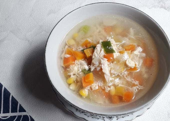 Ternyata ini loh! Resep praktis buat Sup jagung wortel serabut  nagih banget