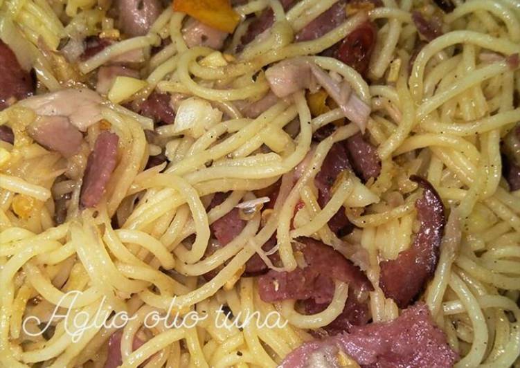 Resep Aglio olio tuna and smooked beef 🍝 yang Bisa Manjain Lidah