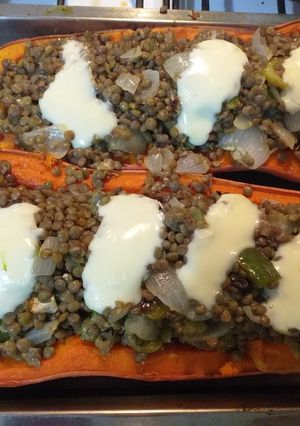 Una foto de Zapallo relleno vegetariano