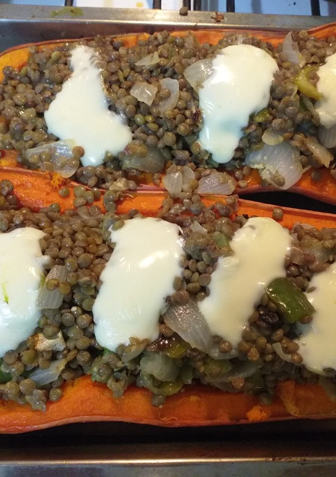 Una foto de Zapallo relleno vegetariano