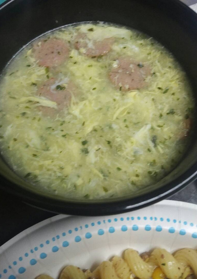 A picture of Duck Egg Drop Soup.