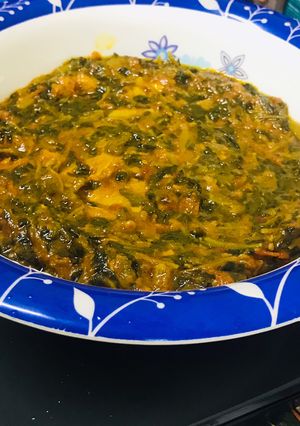 A picture of Kulfa mutton curry.