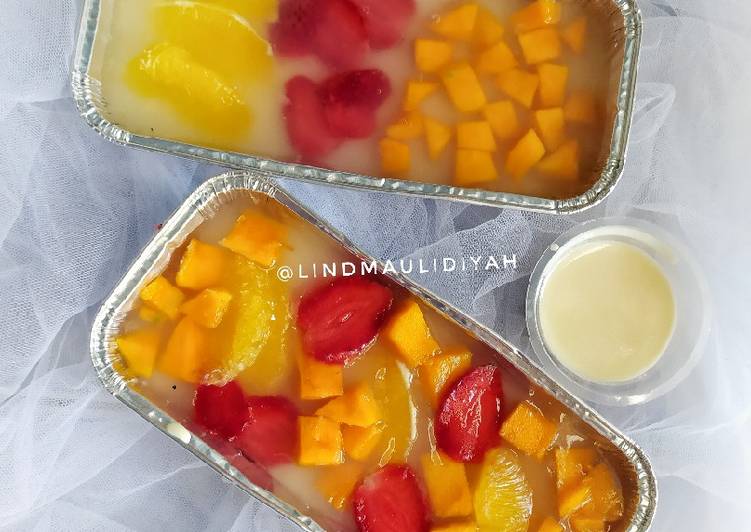 6 Resep: Puding Buah with Fla Anti Ribet!