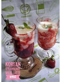 Foto resep Korean strawberry milk latte
