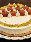 Gulab Jamun Cheesecake with Arrowroot Biscuit Crust