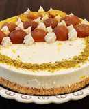 Gulab Jamun Cheesecake with Arrowroot Biscuit Crust