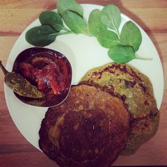 Moong Dal Spinach Pudla A picture of Moong Dal Spinach Pudla.