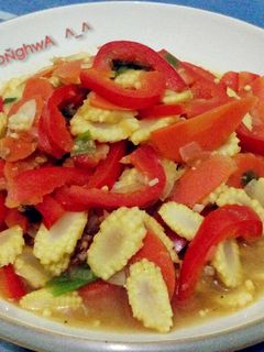 Foto resep Tumis Baby Corn & Paprika Merah