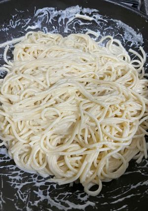 Una foto de Spaghetti con crema