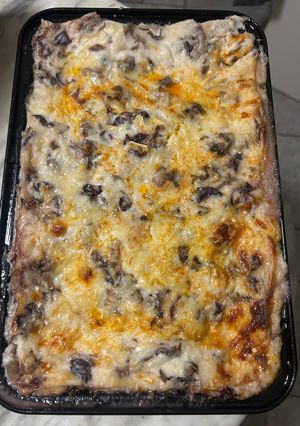 A picture of Lasagna with Red Radicchio and Asiago Cheese.