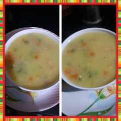 A picture of Vegetable sweet corn soup.