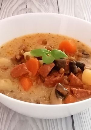 Gombás lencseleves recept fotója