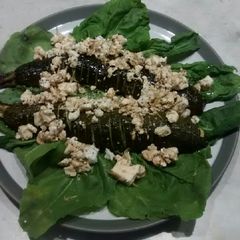 Roast courgettes with feta and lemon A picture of Roast courgettes with feta and lemon.
