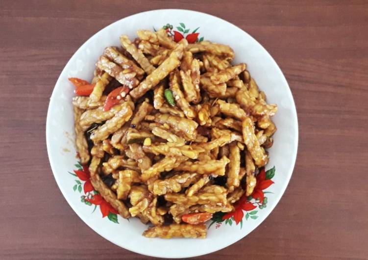 Resep Kering tempe pedas manis, Lezat Sekali