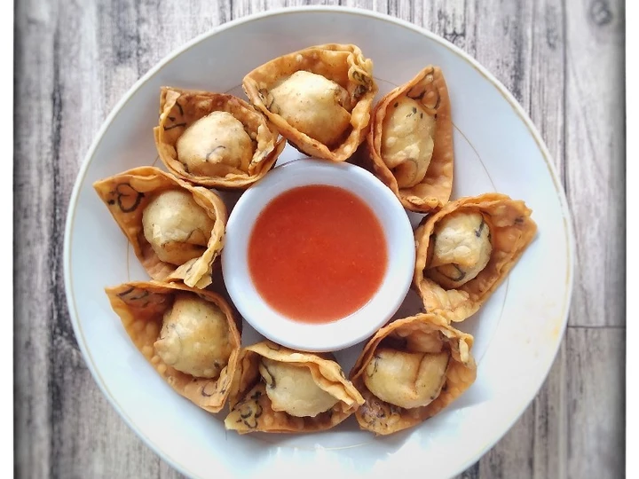 Cara Sederhana Menyiapkan Resep  Pangsit Goreng isi tahu dan teri medan yang Menggugah Selera, Sempurna