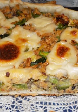 Una foto de Tarta de zapallitos con soja texturizada