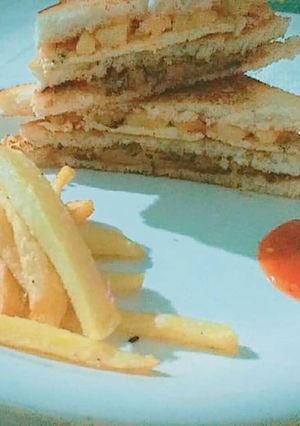 A picture of Shami Kabab sandwich.