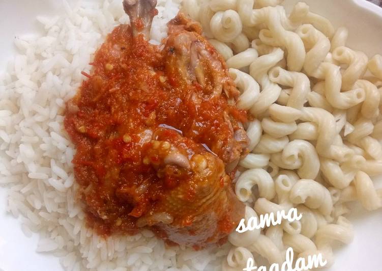 Recipe of Appetizing White rice,macaroni and chicken stew