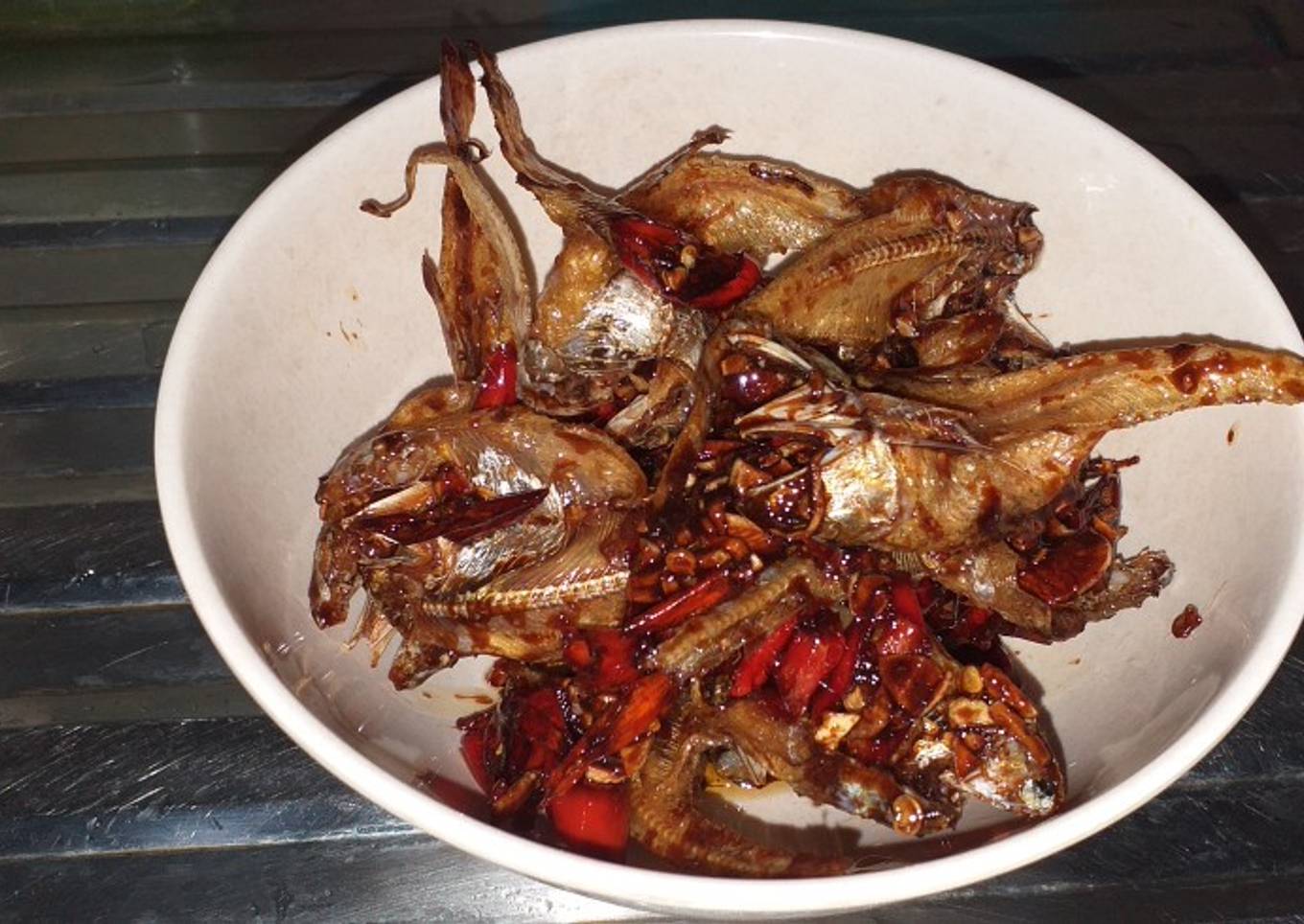 Balado ikan asin bulu ayam