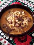 Spatzle con funghi su crema di zucca