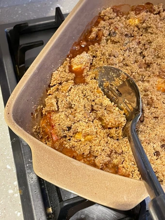 Recipe Rhubarb, Apple &amp; Ginger Crumble 🍎🍏 which So Delicious