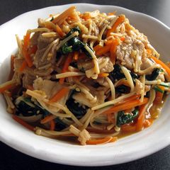 A picture of ‘Ponzu’ Stir-fried Pork, Enoki & Vegetables.