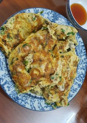 Hình của món Hào trứng long sơn cho ngày mưa.