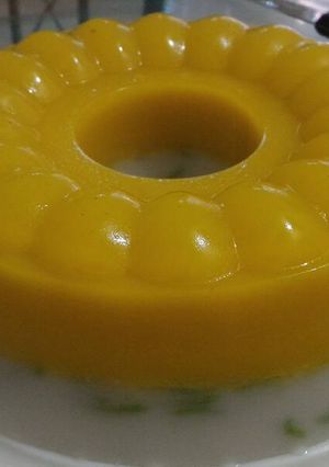 Foto resep Puding labu kuning lapis santan cendol