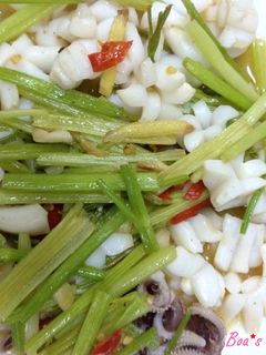 Boa's 芹菜炒花枝✿ 的食譜成品照片