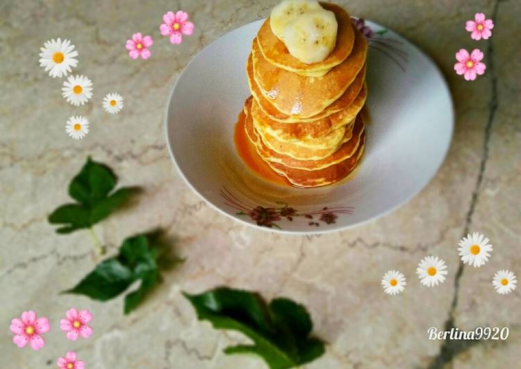 Bagaimana Menyiapkan Pancake Fluffy Pisang aroma Nangka (no mixer) yang Lezat Sekali