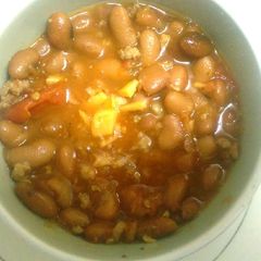 A picture of American beef n bean chili.