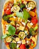 🍕 Japanese-Inspired Veggie Pizza with Tofu “Cottage Cheese”