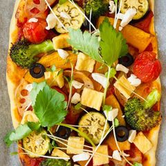 A picture of 🍕 Japanese-Inspired Veggie Pizza with Tofu “Cottage Cheese”.