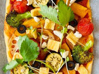 🍕 Japanese-Inspired Veggie Pizza with Tofu “Cottage Cheese”