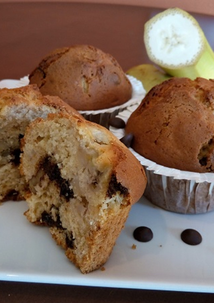 Una foto de Muffins de plátano y chips de chocolate