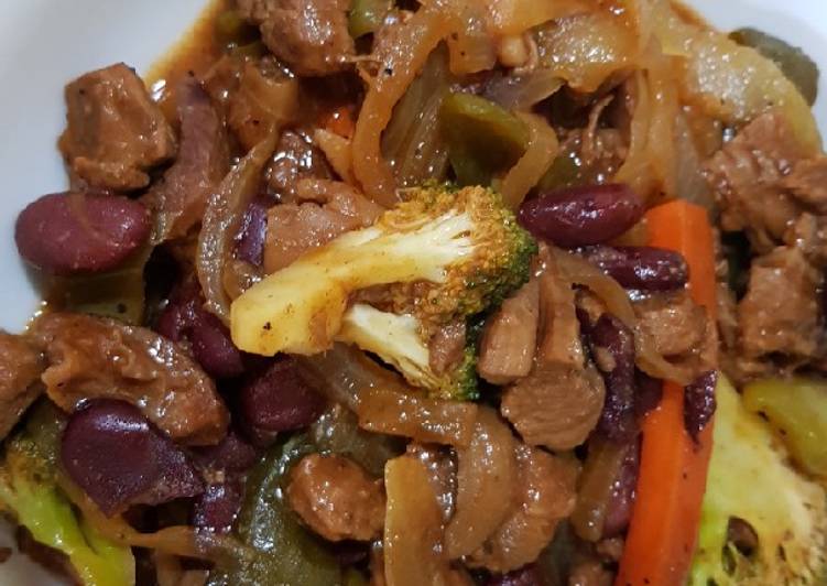 Cara Gampang Menyiapkan Beef teriyaki with vegetable Anti Gagal