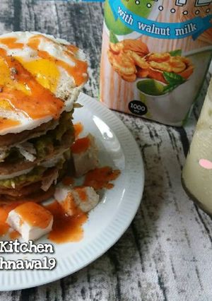 รูปของ แพนเค้กอะโวคาโดบด x อกไก่ xไข่ดาว