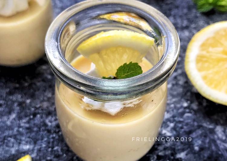 Easy lemon silky custard pudding