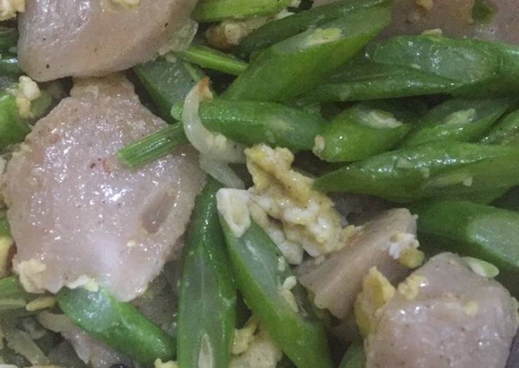 Buncis baso telor oseng