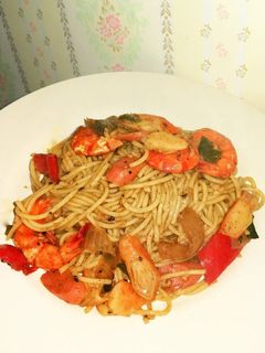 Foto resep Spaghetti seafood lada hitam