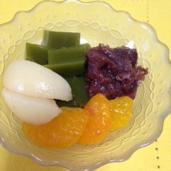 A picture of Green tea anmitsu sweet.