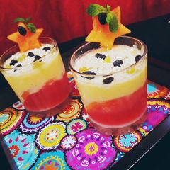 A picture of Malabi Rose flavoured Muskmelon Milk Pudding.