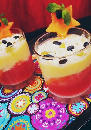 A picture of Malabi Rose flavoured Muskmelon Milk Pudding.