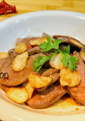 Hình của món Gan Heo Chấy Tỏi.