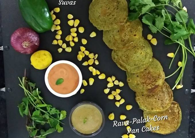 Recipe of Favorite Rava-Palak-Corn Mini Pancakes