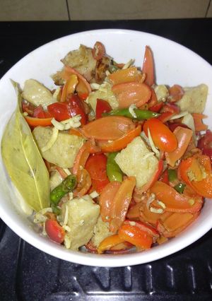 Foto resep Tumis kulit melinjo teri plus gembos enak.