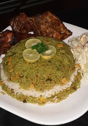 A picture of Fried rice with pepper chicken.