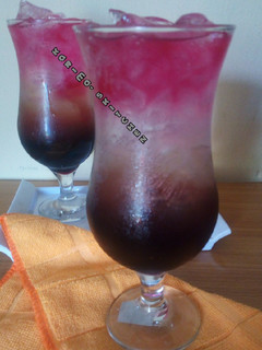 A picture of Pink Layered ribena mocktail.