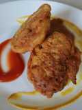 Frituras de harina de trigo con pimientos y jamón