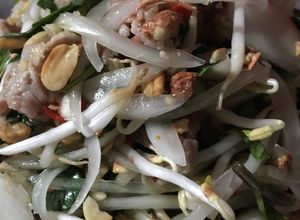 Hình của món Nộm thịt lợn hành Tây giá đỗ chua thanh ngày oi nóng.